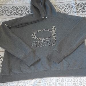 Bebe Gray Hooded Sweatshirt with Logo Accent